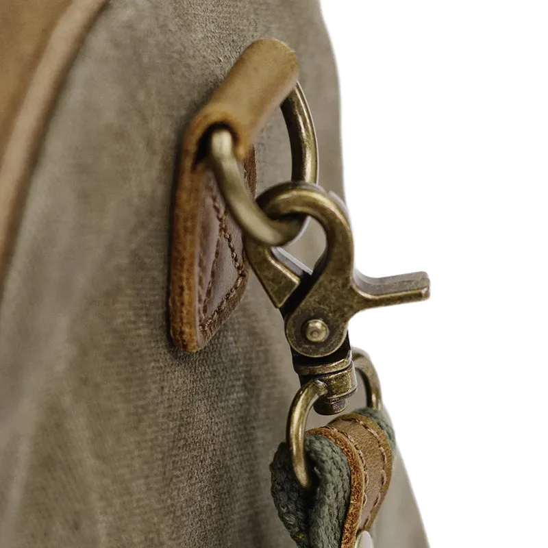 Waxed Canvas Messenger Bag Full Grain Leather And Canvas Crossbody Bag Canvas Shoulder Bag Gift for Men Him