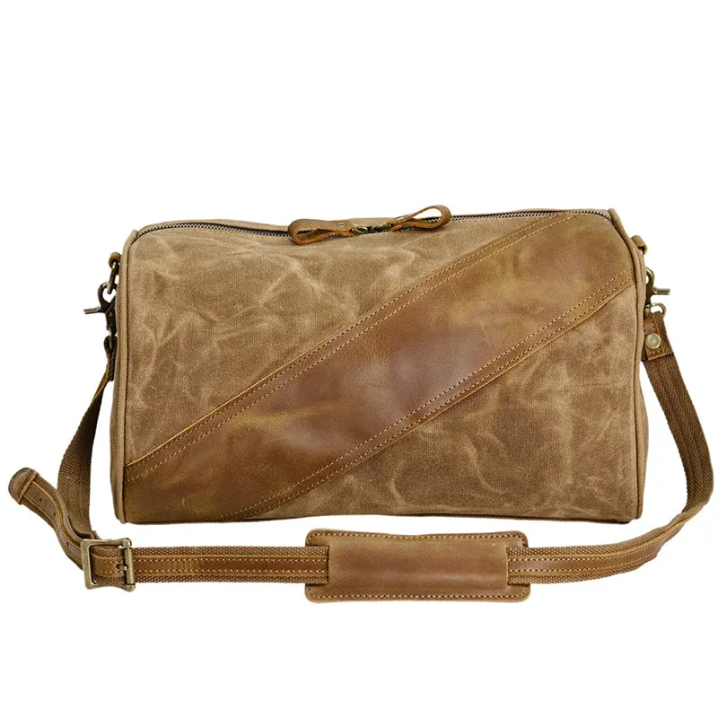 Waxed Canvas Messenger Bag Full Grain Leather And Canvas Crossbody Bag Canvas Shoulder Bag Gift for Men Him