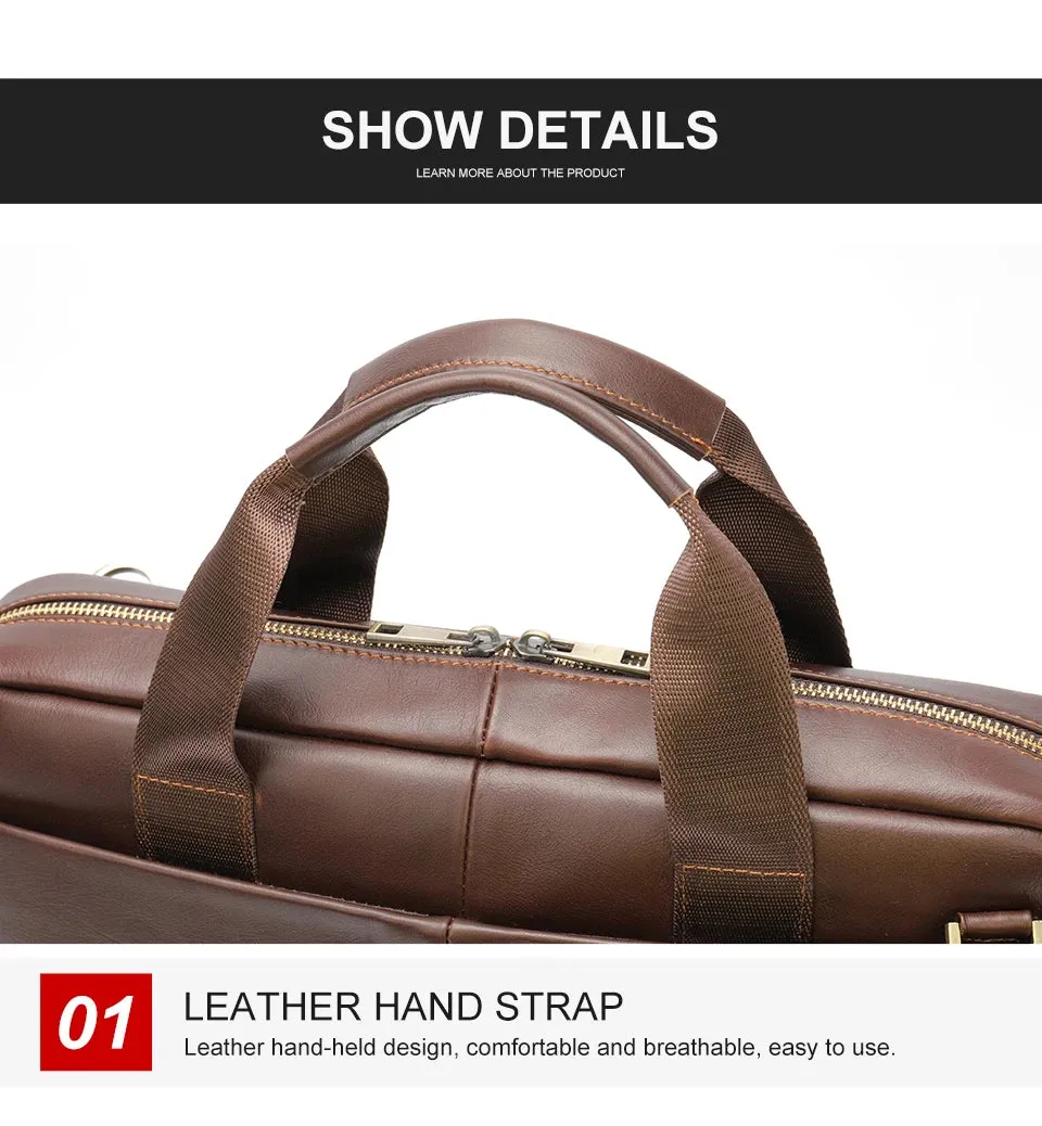 WESTAL 15 inch Laptop Bag for Men's Briefcases Genuine Leather Men's Executive Briefcase Portafolio Business Men Computer Bags