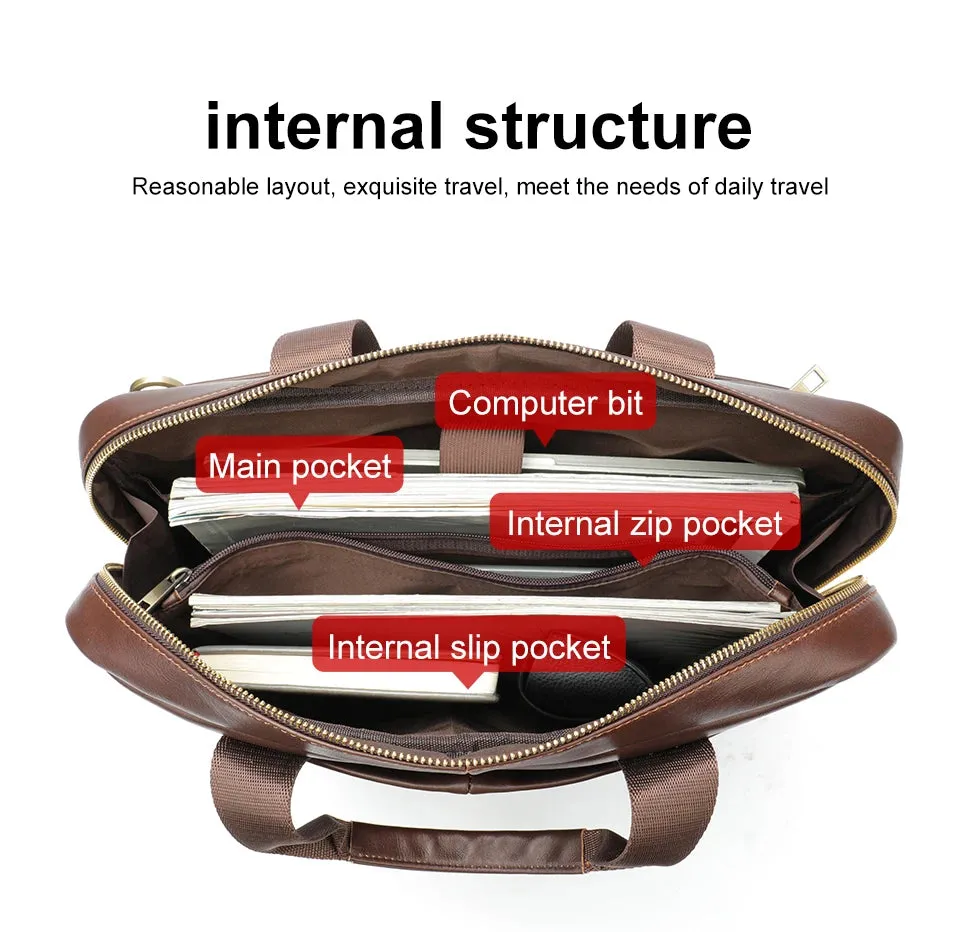 WESTAL 15 inch Laptop Bag for Men's Briefcases Genuine Leather Men's Executive Briefcase Portafolio Business Men Computer Bags
