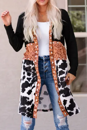 Western Pattern Open Front Cardigan