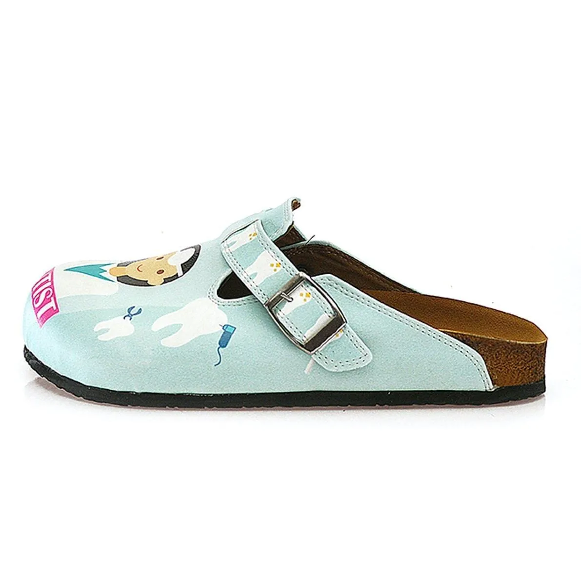 White and Light Blue Colored Dentist Patterned Clogs - WCAL329