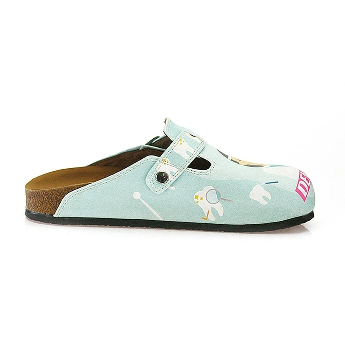 White and Light Blue Colored Dentist Patterned Clogs - WCAL329