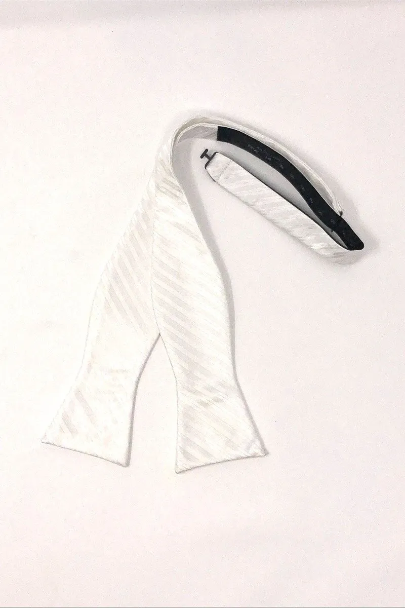 White Newton Stripe Bow Tie