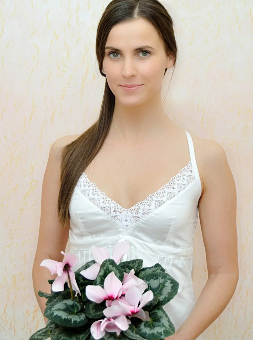 White Rose - white cotton sateen night dress/slip, available in organic cotton, natural dye