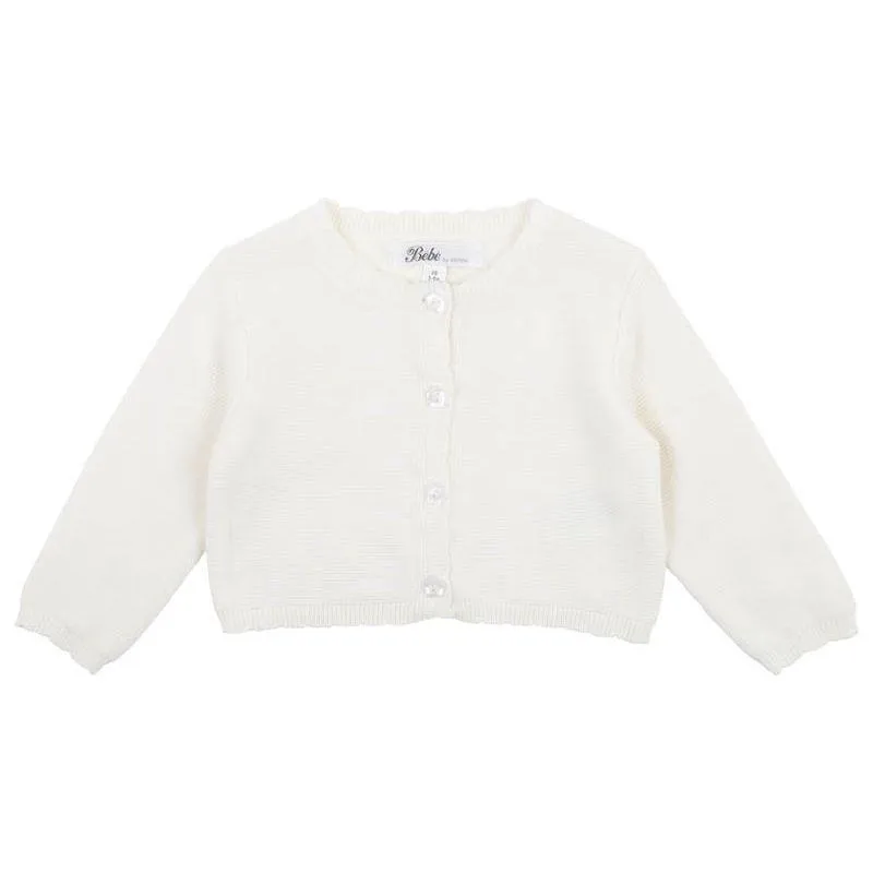 White Scalloped Edge Cardigan