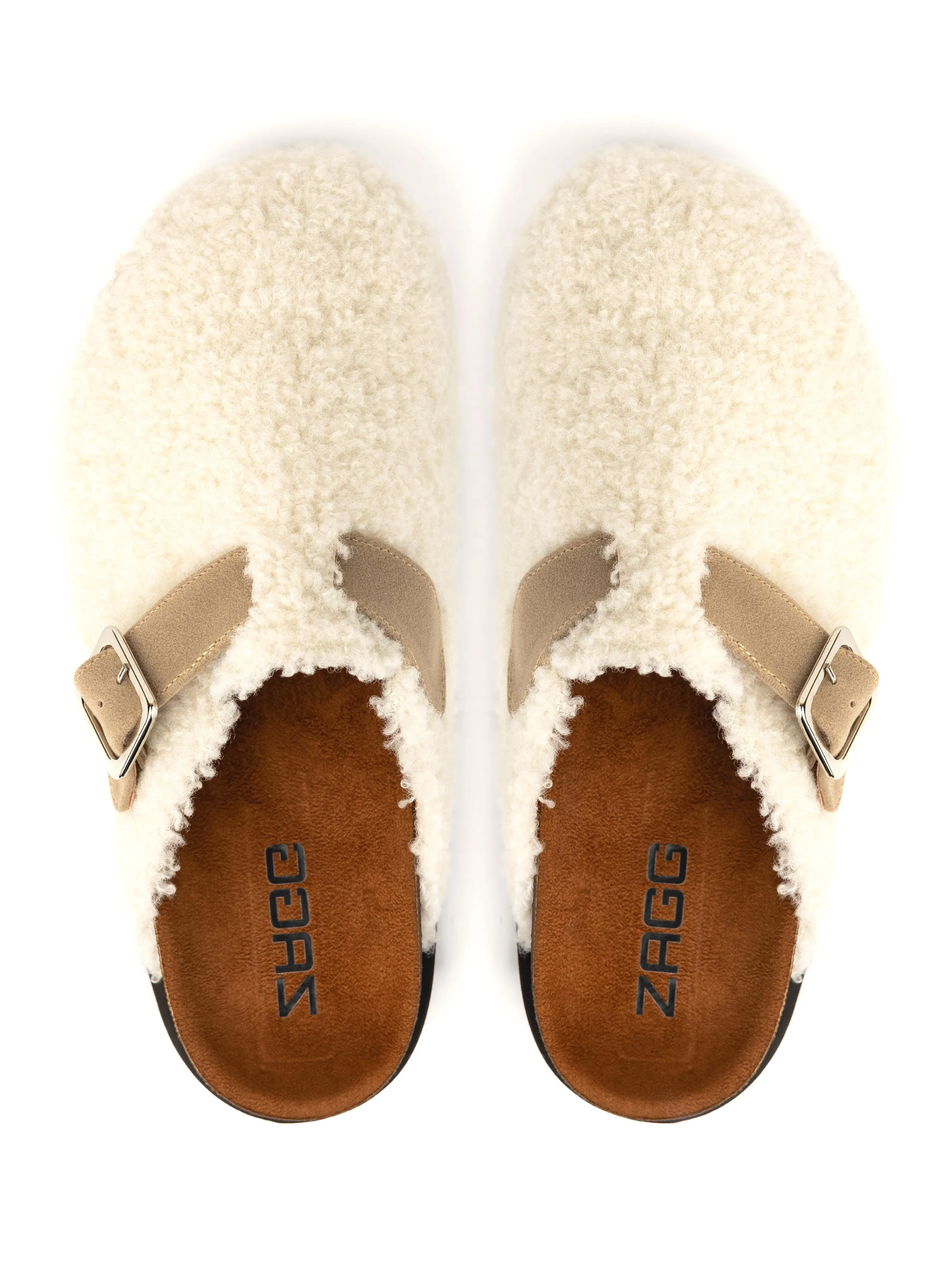 White Sheep Fur High Clogs