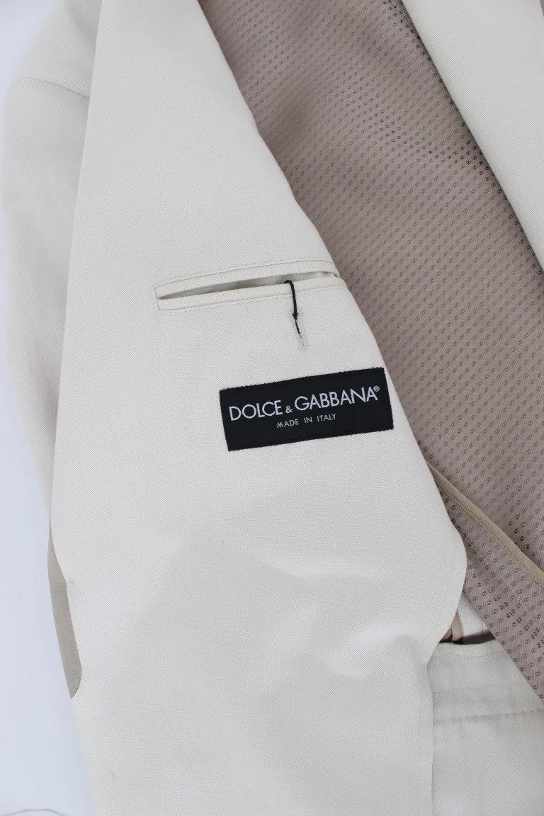 White Silver Slim Fit Cotton Linen Blazer