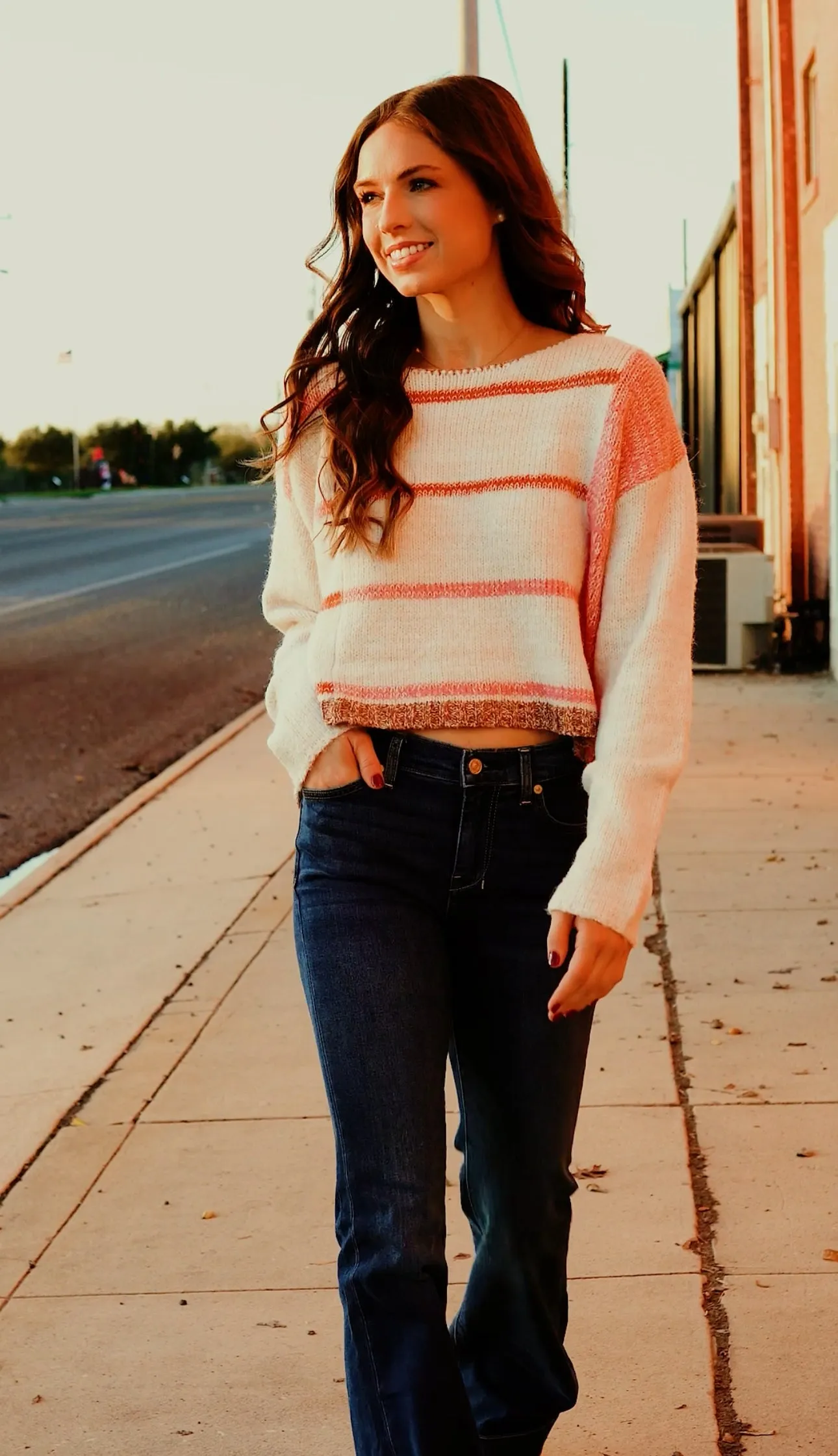 White/Pink Mona Stripe Sweater 379BK