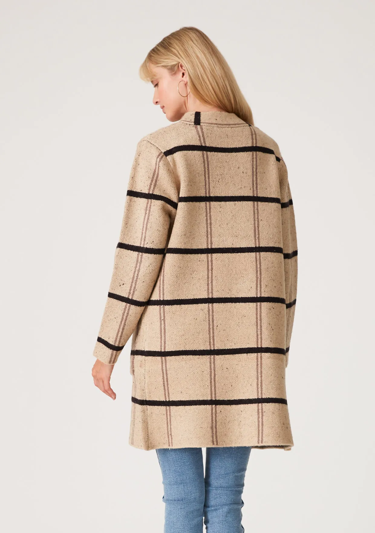 Window Pane  Long Sleeve Open Front Cardigan