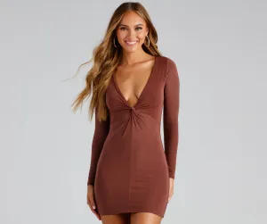 With A Twist Charming Long Sleeve Mini Dress