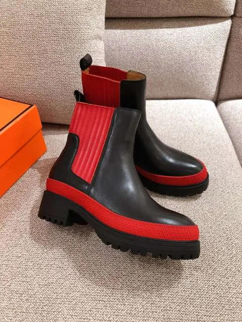 Woman Med Thick Heels Booties Round Toe
