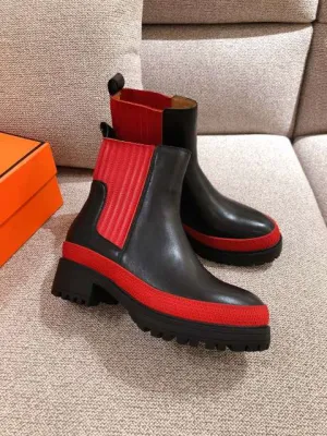 Woman Med Thick Heels Booties Round Toe