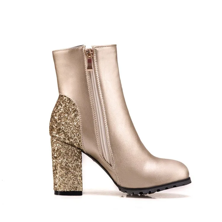 Women Sequined High Heel Ankle Boots