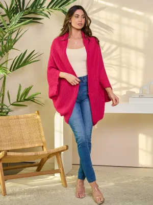 WOMEN'S 3/4 SLEEVE OPEN FRONT KNITTED CARDIGAN