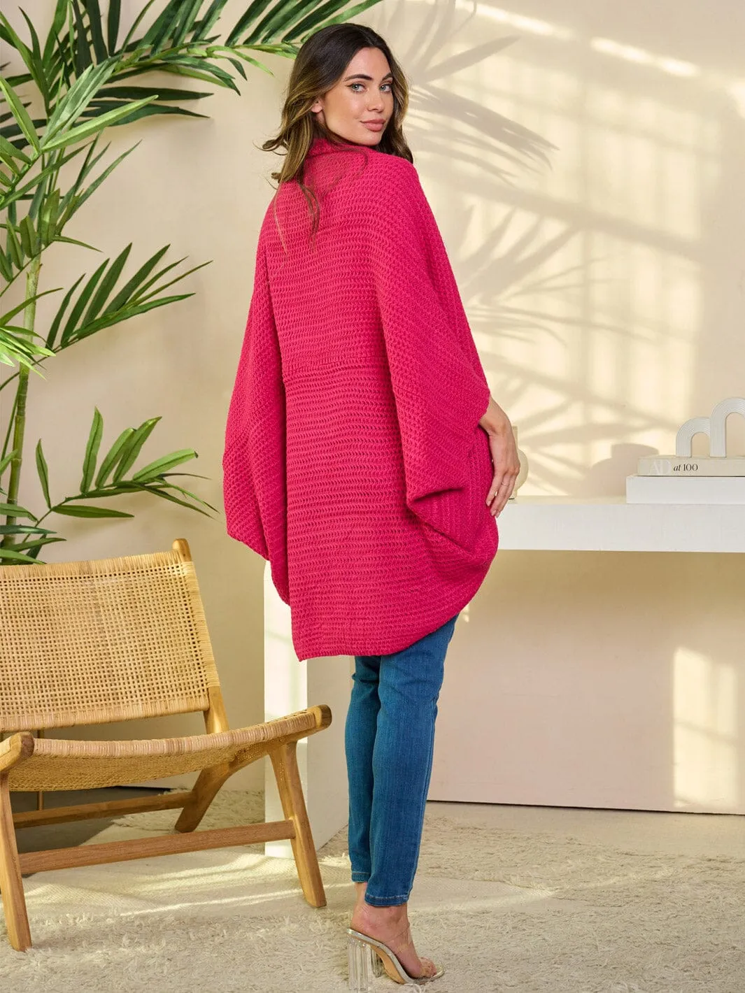 WOMEN'S 3/4 SLEEVE OPEN FRONT KNITTED CARDIGAN