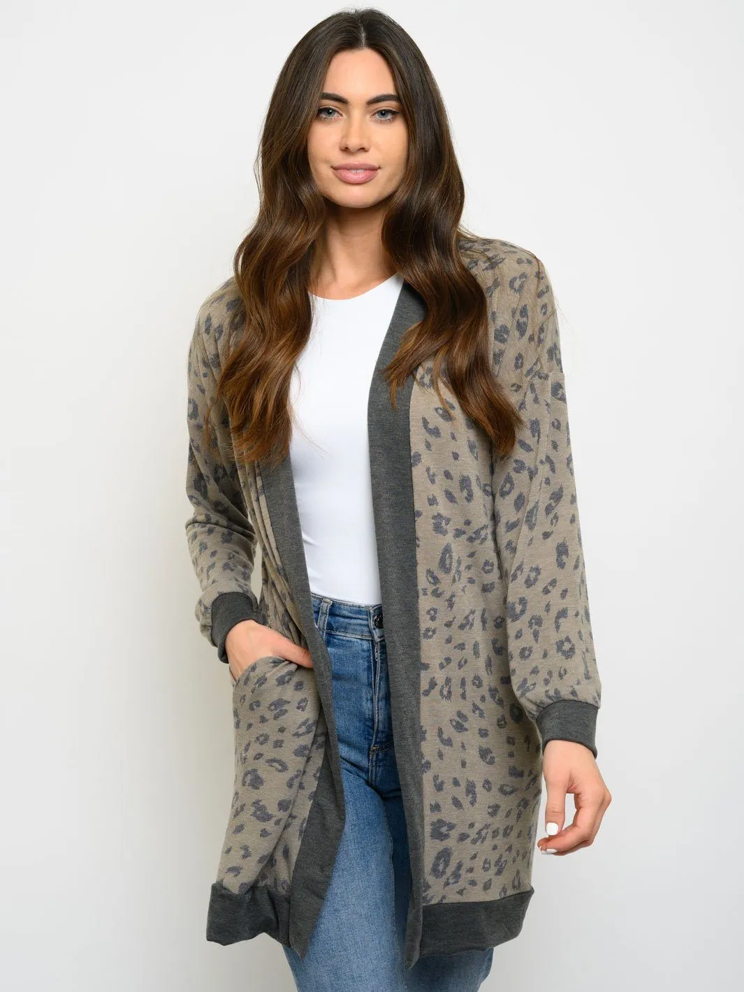 WOMEN'S ANIMAL PRINT CARDIGAN