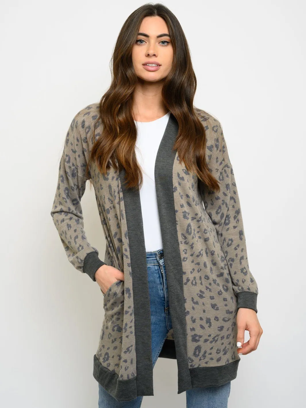 WOMEN'S ANIMAL PRINT CARDIGAN