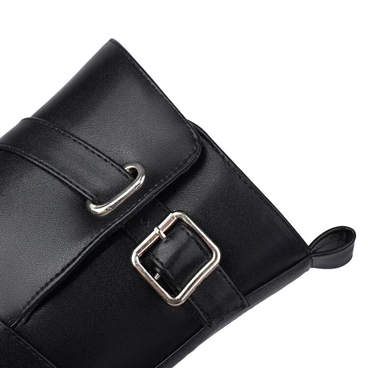 Women's Buckle Strap Pointed Toe Thin Heel Short Boots