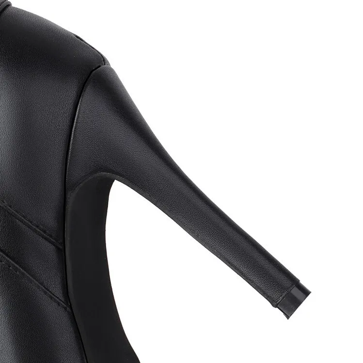 Women's Buckle Strap Pointed Toe Thin Heel Short Boots