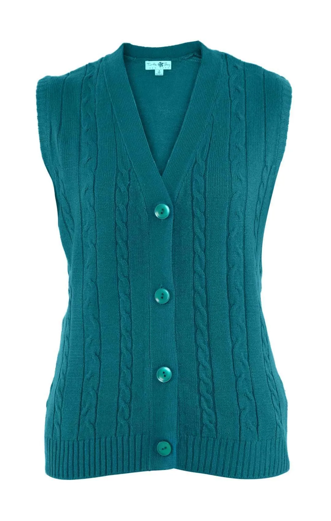 Women's Button Front Cable Knit Cardigan Sweater Vest - Button Up Styling in a Timeless Cable Knit