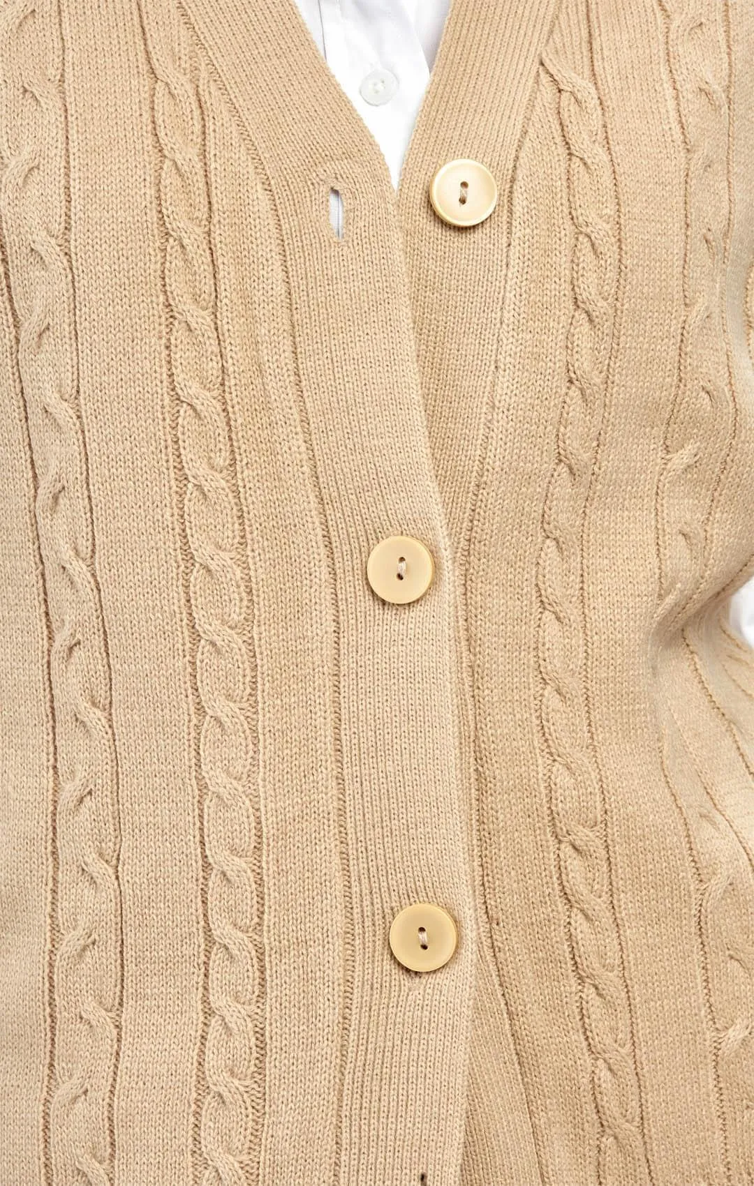 Women's Button Front Cable Knit Cardigan Sweater Vest - Button Up Styling in a Timeless Cable Knit