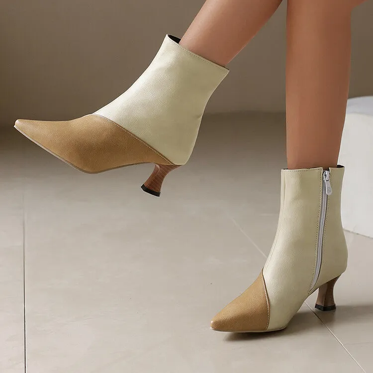 Women's Camouflage Pointed Toe Hoof Heel Ankle Boots
