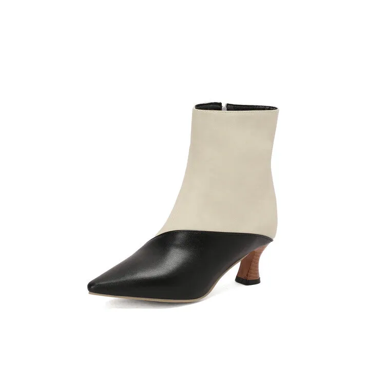 Women's Camouflage Pointed Toe Hoof Heel Ankle Boots