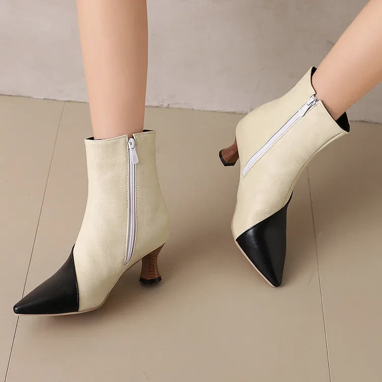 Women's Camouflage Pointed Toe Hoof Heel Ankle Boots