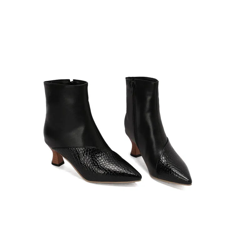 Women's Camouflage Pointed Toe Hoof Heel Ankle Boots