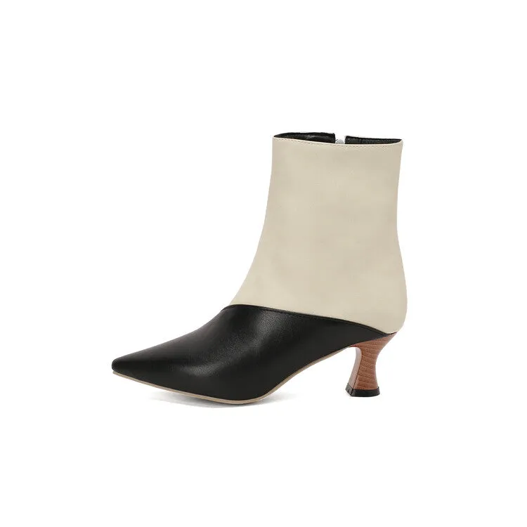 Women's Camouflage Pointed Toe Hoof Heel Ankle Boots