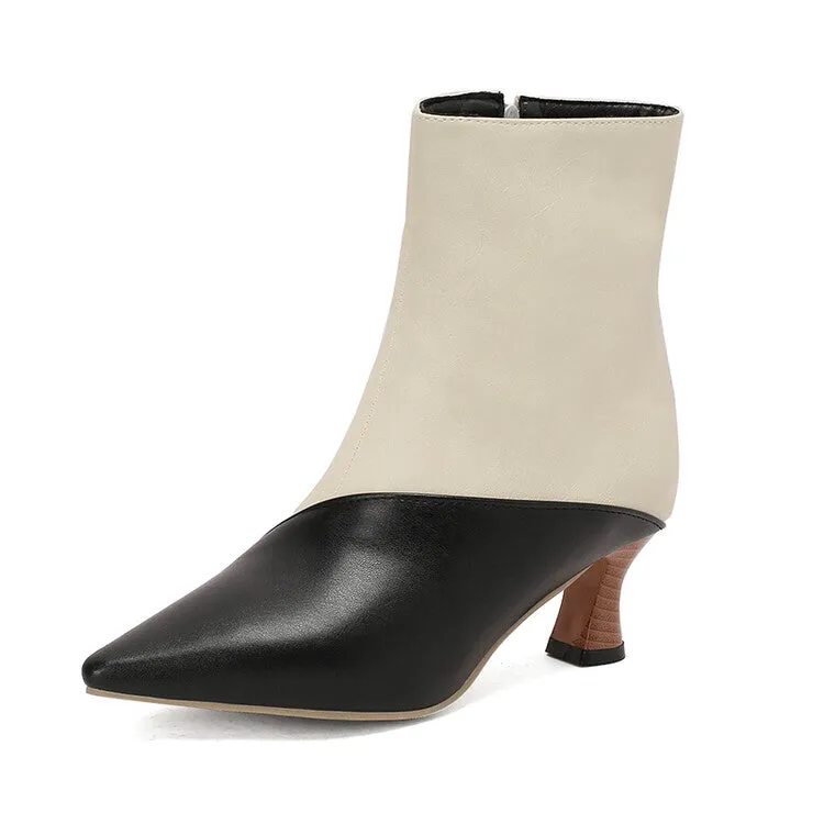 Women's Camouflage Pointed Toe Hoof Heel Ankle Boots