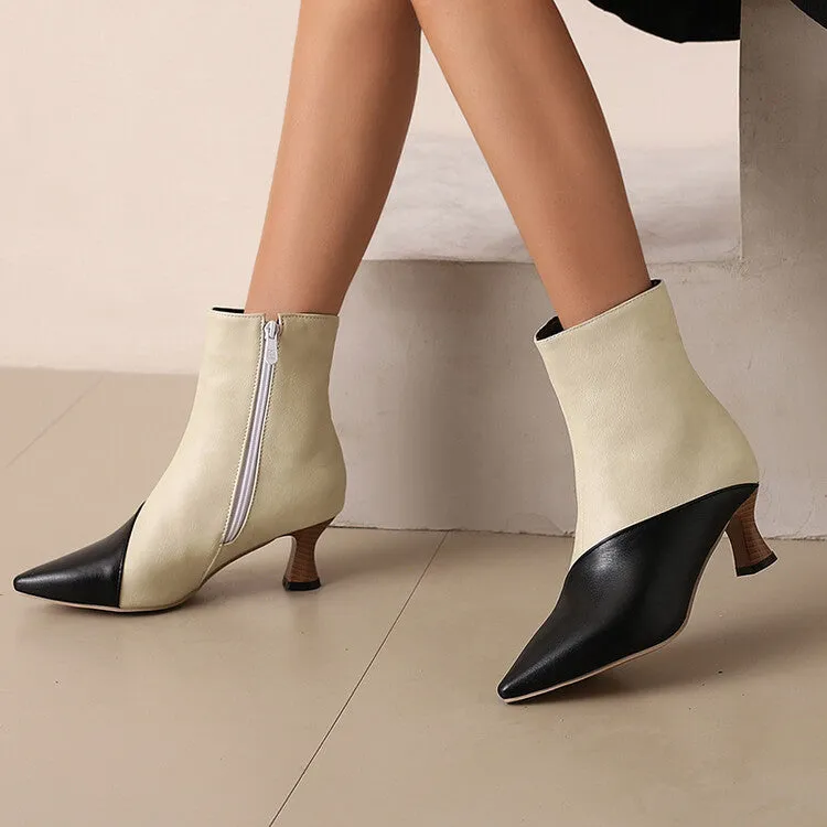 Women's Camouflage Pointed Toe Hoof Heel Ankle Boots