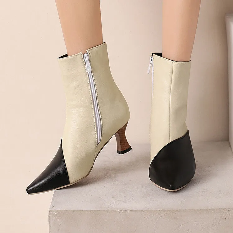 Women's Camouflage Pointed Toe Hoof Heel Ankle Boots
