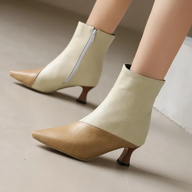 Women's Camouflage Pointed Toe Hoof Heel Ankle Boots