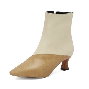 Women's Camouflage Pointed Toe Hoof Heel Ankle Boots