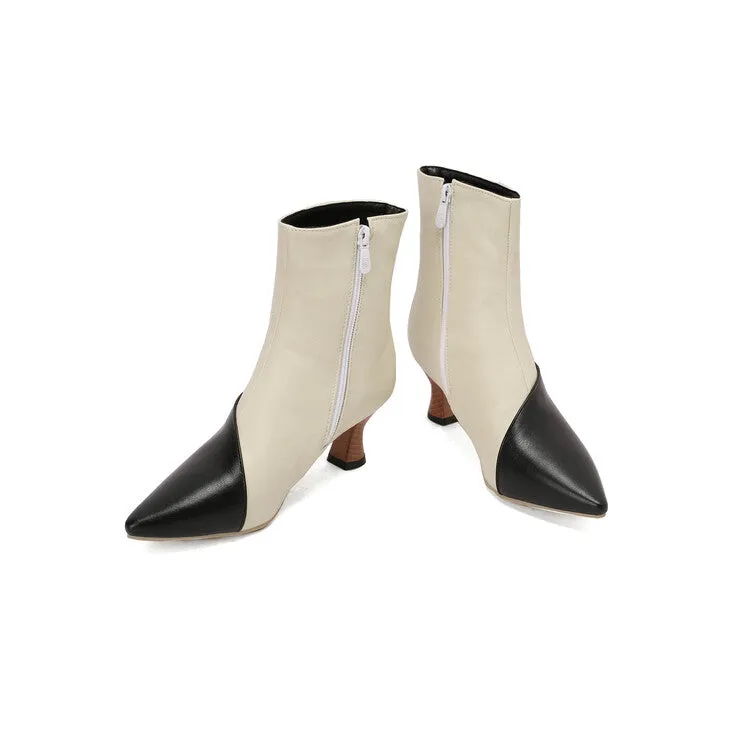 Women's Camouflage Pointed Toe Hoof Heel Ankle Boots