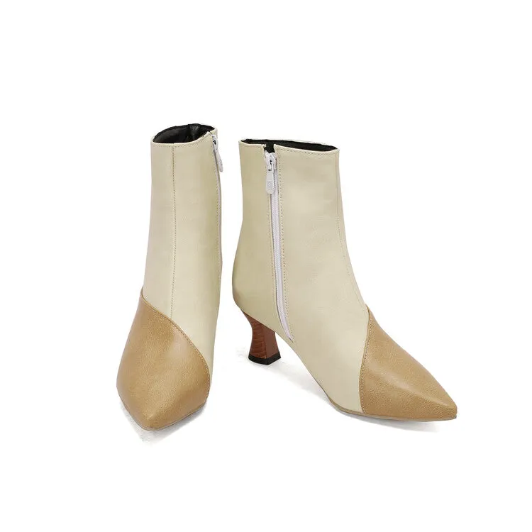 Women's Camouflage Pointed Toe Hoof Heel Ankle Boots