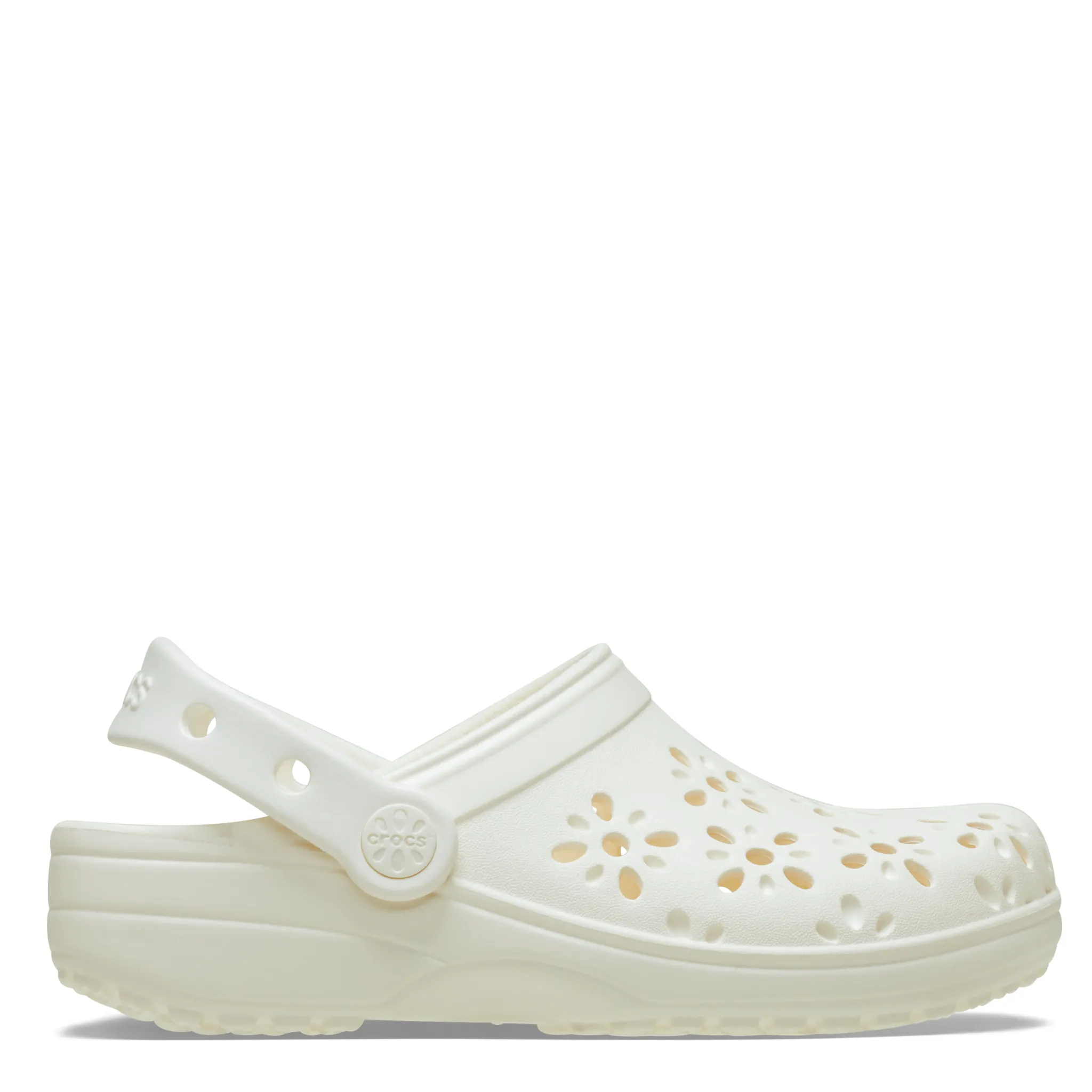 Womens Crocs Chalk Classic Floral Cut Out Clogs