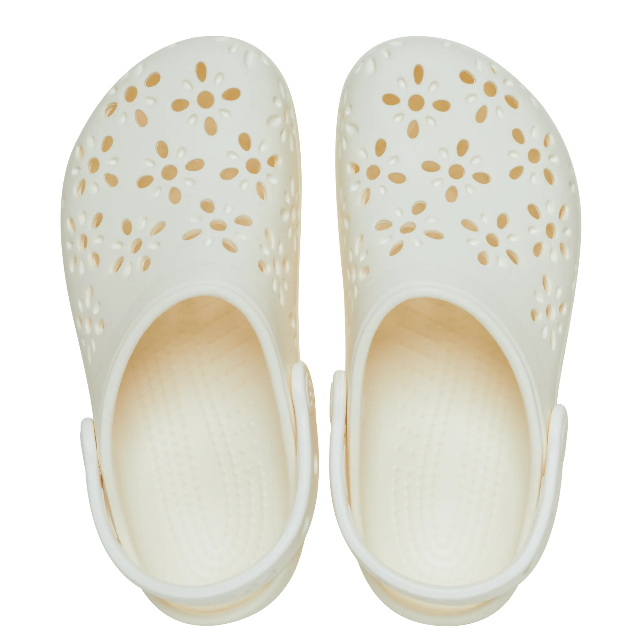 Womens Crocs Chalk Classic Floral Cut Out Clogs