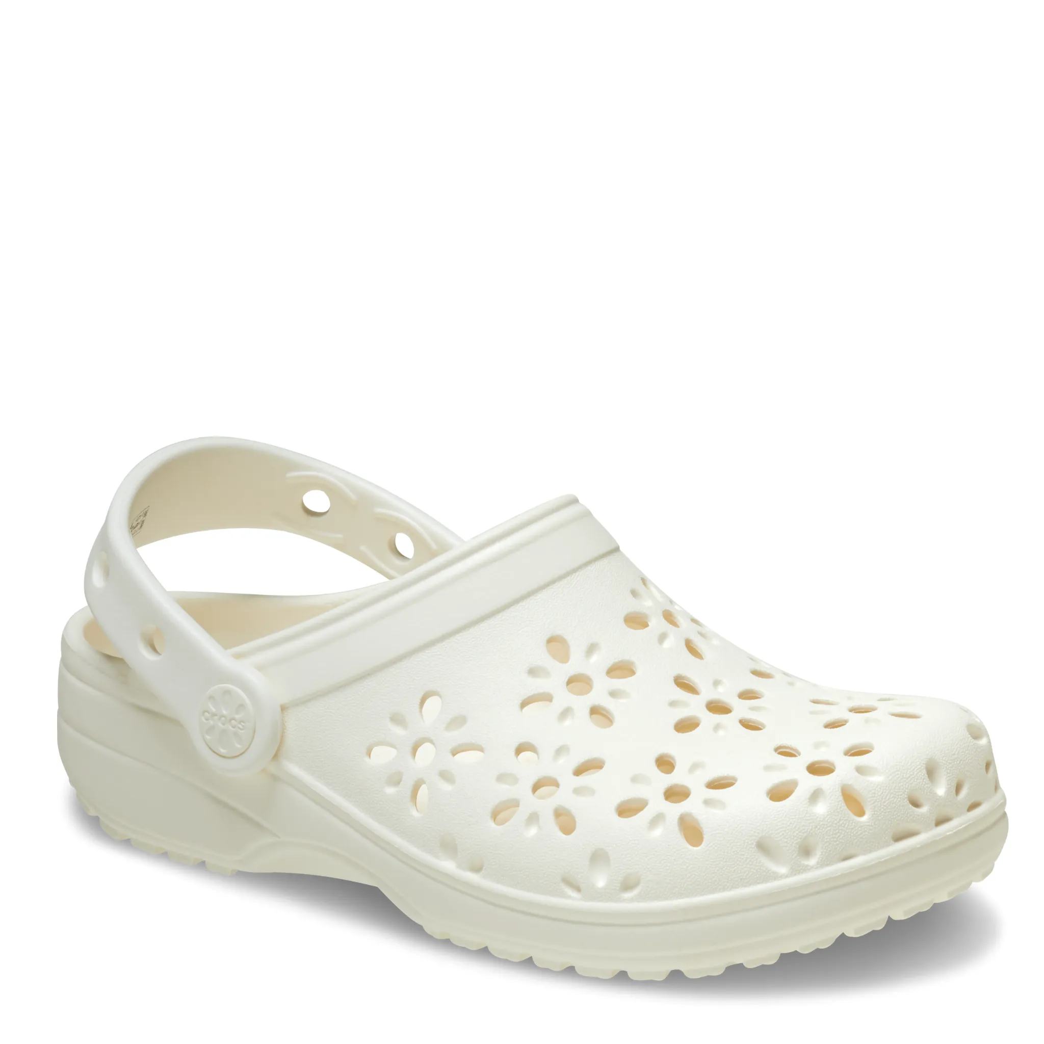 Womens Crocs Chalk Classic Floral Cut Out Clogs