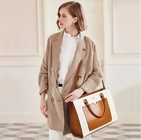 Womens Laptop Briefcase Leather 15.6 inch Computer Shoulder Bag Business Tote