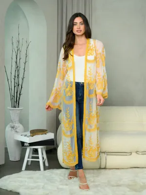 WOMEN'S LONG SLEEVE ALL OVER LACE LONG CARDIGAN