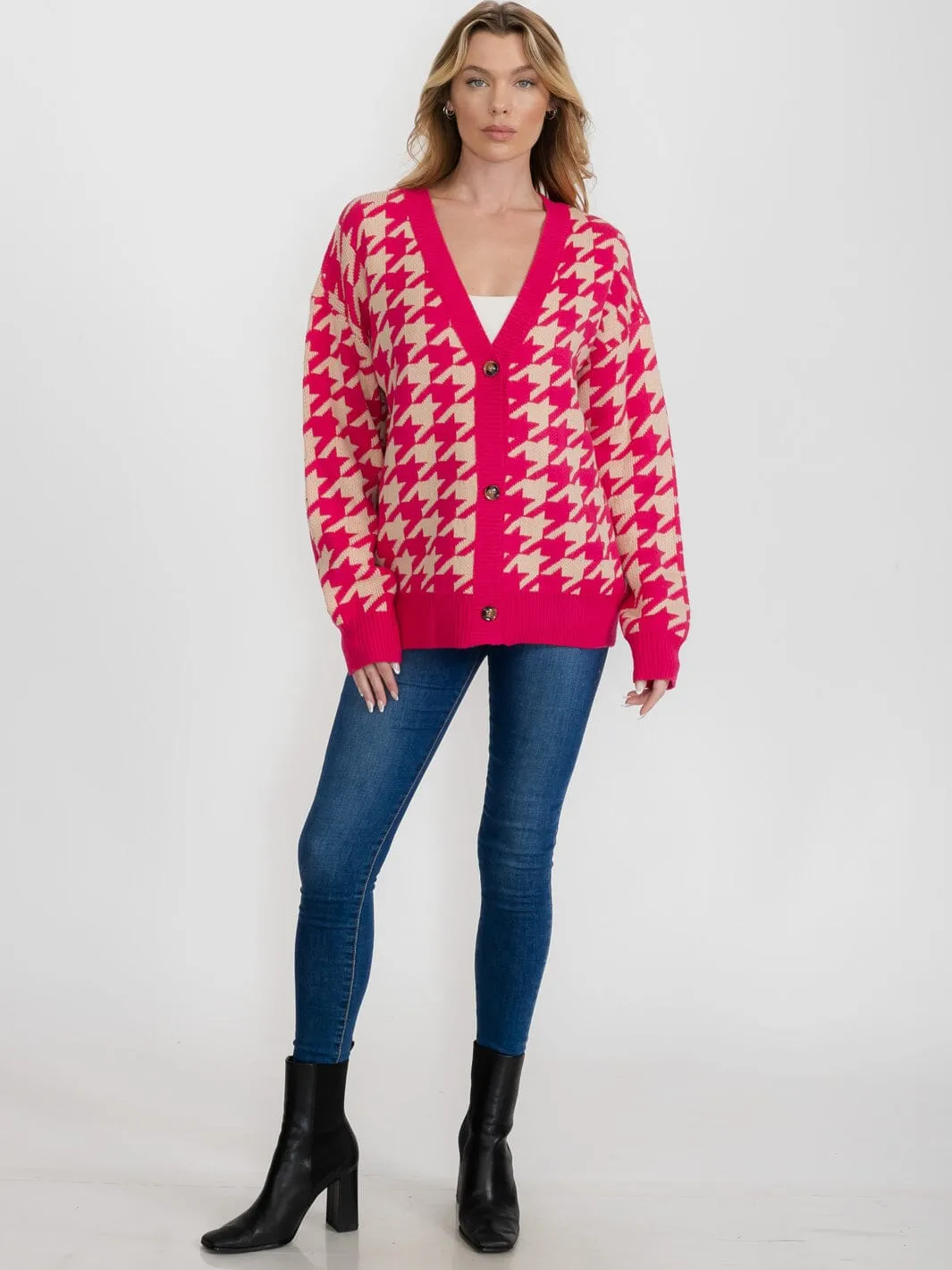 WOMEN'S LONG SLEEVE BUTTON CLOSURE COLORBLOCK CARDIGAN