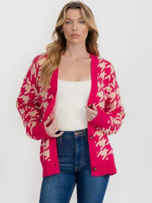 WOMEN'S LONG SLEEVE BUTTON CLOSURE COLORBLOCK CARDIGAN