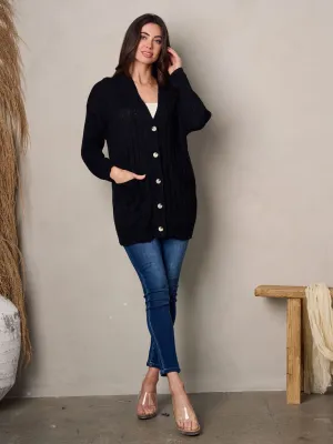 WOMEN'S LONG SLEEVE BUTTON UP POCKETS CARDIGAN