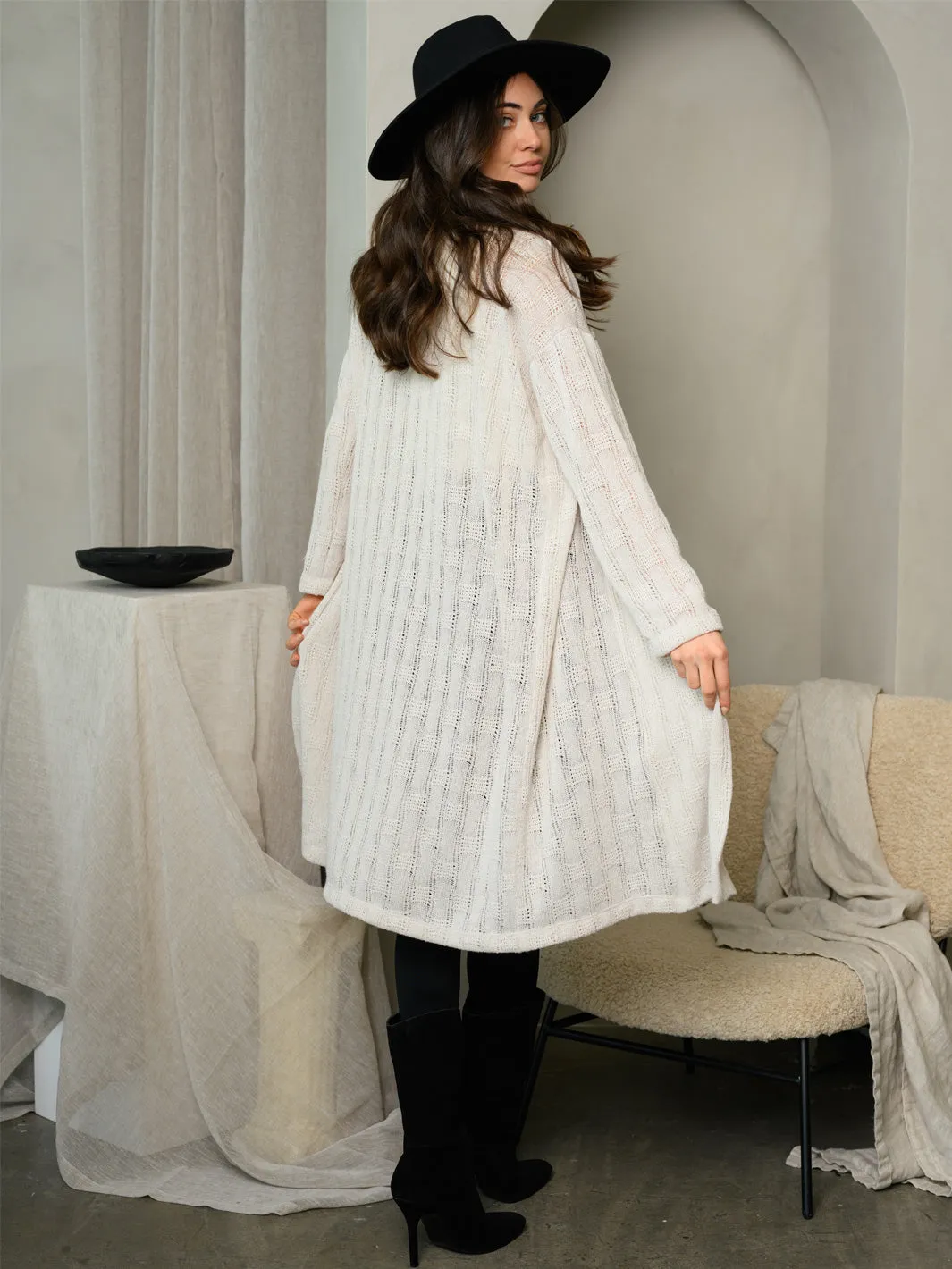 WOMEN'S LONG SLEEVE CROCHET CARDIGAN