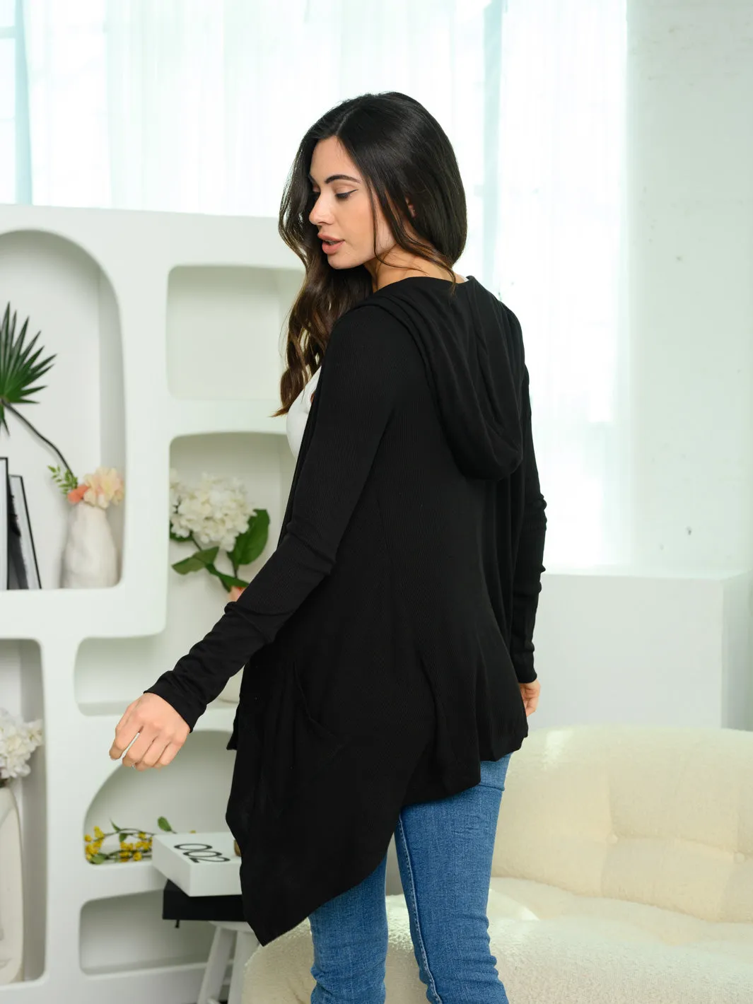 WOMEN'S LONG SLEEVE HOODIE CARDIGAN
