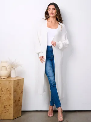 WOMEN'S LONG SLEEVE OPEN FRINT KNITTED CARDIGAN