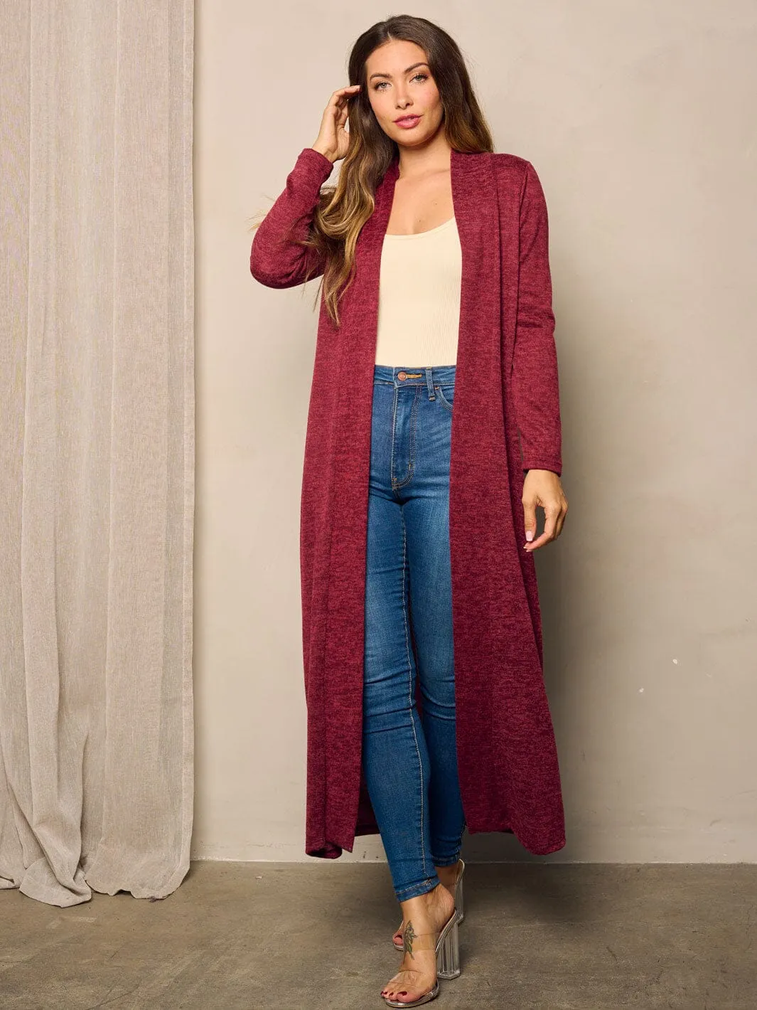 WOMEN'S LONG SLEEVE OPEN FRONT CARDIGAN